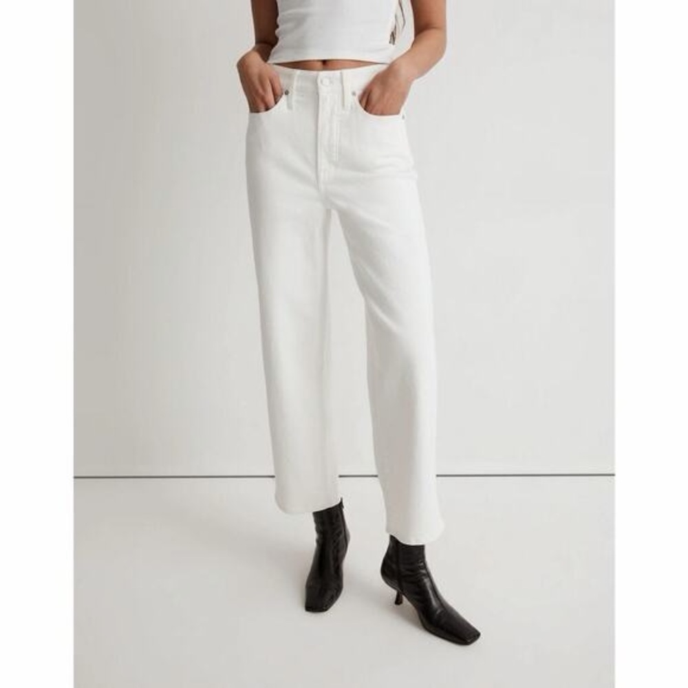 Madewell the perfect vintage crop Jean raw hem super high waist size 28 white